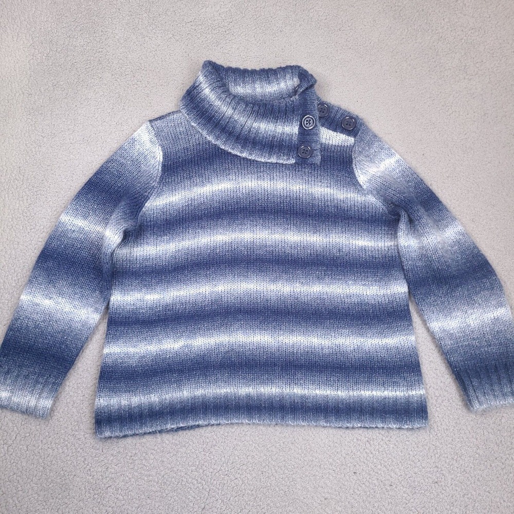 JONES‎ NEW YORK Sweater Women's XXL Blue Striped Cowl Neck Turtleneck